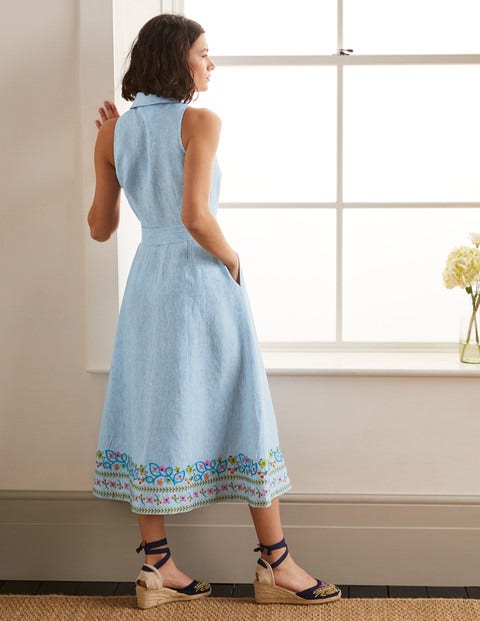 Robe-chemise Kate en lin - Rayé bleu marocain Robe-chemise Kate en lin - Rayé bleu marocain