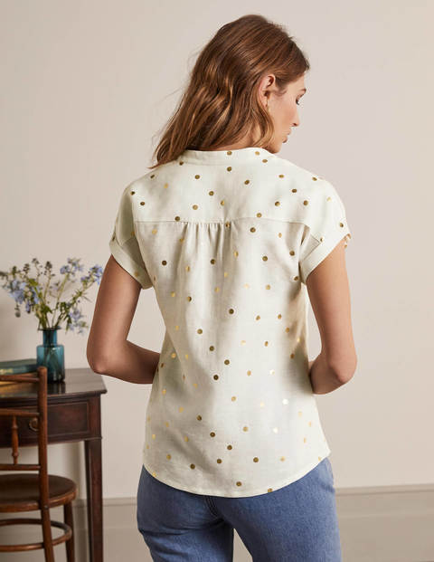 Evie Leinenhemd - Naturweiß, Polka-Tupfen Evie Leinenhemd - Naturweiß, Polka-Tupfen
