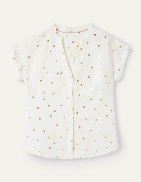 Evie Leinenhemd - Naturweiß, Polka-Tupfen Evie Leinenhemd - Naturweiß, Polka-Tupfen