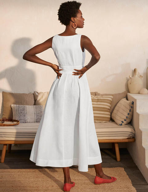 Jemima Linen Midi Dress - White Jemima Linen Midi Dress - White