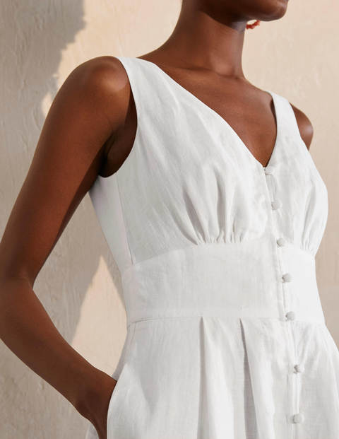 Jemima Linen Midi Dress - White Jemima Linen Midi Dress - White