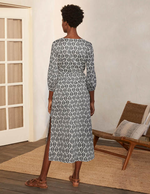 Robe midi Daria en coton - Ivoire, tuile palmier Robe midi Daria en coton - Ivoire, tuile palmier