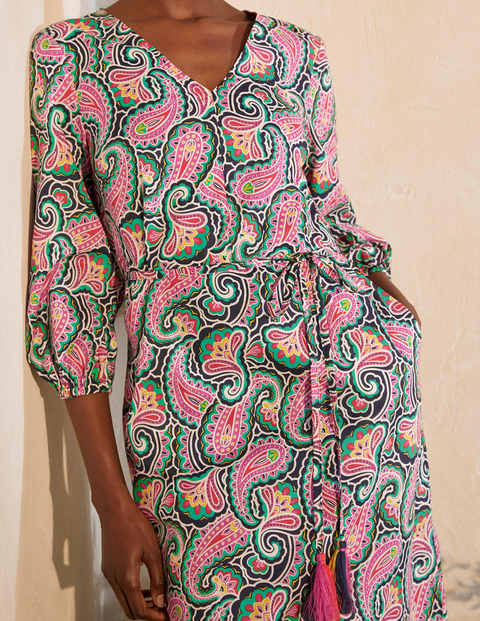 Daria Cotton Midi Dress - Navy, Summer Paisley Daria Cotton Midi Dress - Navy, Summer Paisley