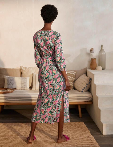 Daria Cotton Midi Dress - Navy, Summer Paisley Daria Cotton Midi Dress - Navy, Summer Paisley