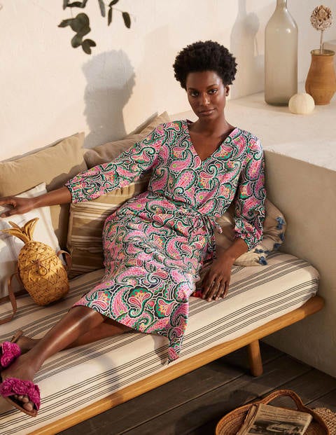 Daria Cotton Midi Dress - Navy, Summer Paisley Daria Cotton Midi Dress - Navy, Summer Paisley