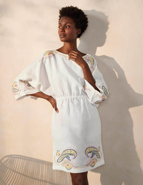 Robe Briana brodée en lin - Blanc Robe Briana brodée en lin - Blanc