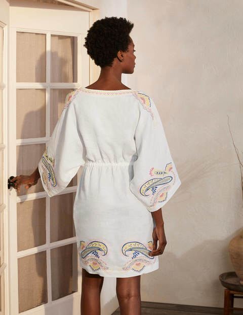 Robe Briana brodée en lin - Blanc Robe Briana brodée en lin - Blanc