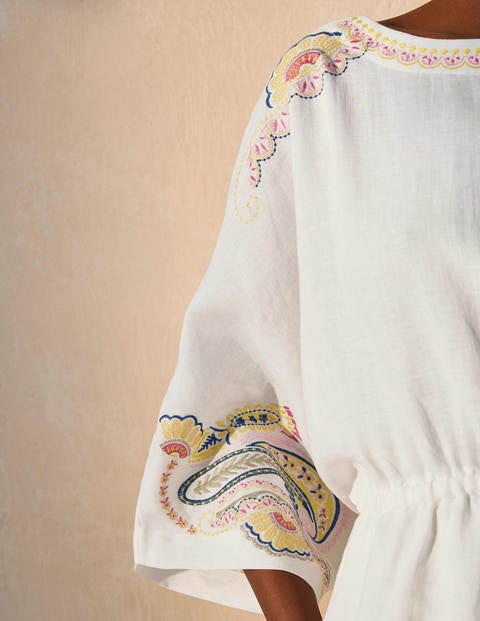 Robe Briana brodée en lin - Blanc Robe Briana brodée en lin - Blanc