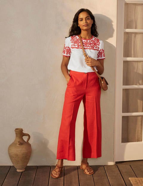 T-shirt Cornelia brodé - Blanc/rouge cerise T-shirt Cornelia brodé - Blanc/rouge cerise