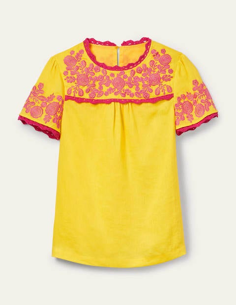 T-shirt Cornelia brodé - Jaune/rose pop T-shirt Cornelia brodé - Jaune/rose pop
