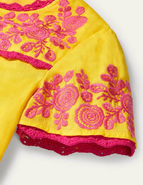 T-shirt Cornelia brodé - Jaune/rose pop T-shirt Cornelia brodé - Jaune/rose pop