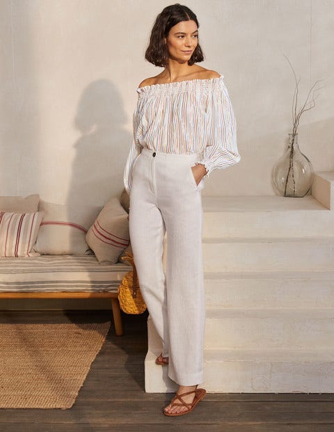 Smocked Off-Shoulder Top - Multi Lurex Stripe Smocked Off-Shoulder Top - Multi Lurex Stripe