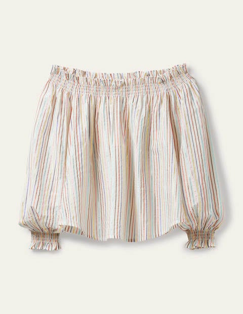 Smocked Off-Shoulder Top - Multi Lurex Stripe Smocked Off-Shoulder Top - Multi Lurex Stripe