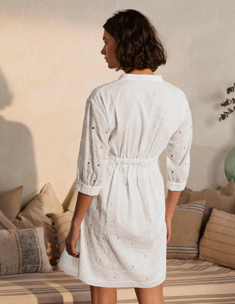Broderie Cotton Dress - White Broderie Cotton Dress - White
