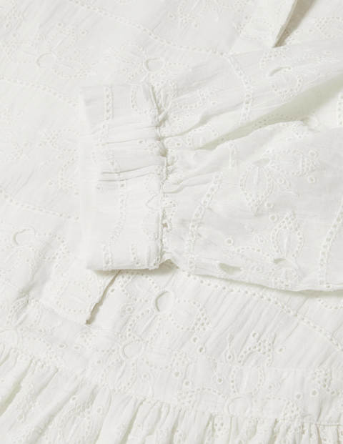 Broderie Cotton Dress - White Broderie Cotton Dress - White