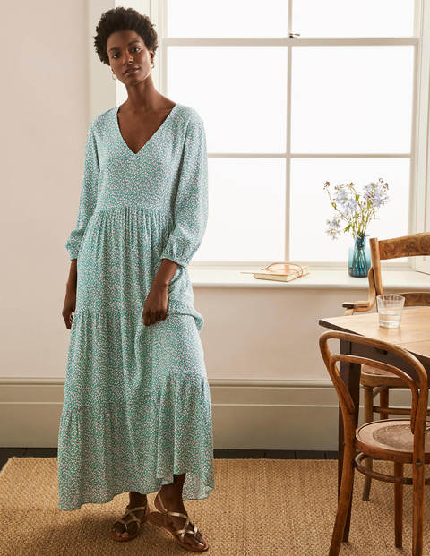 Blouson Sleeve Maxi Dress - Leafy Green, Meadow Spot Blouson Sleeve Maxi Dress - Leafy Green, Meadow Spot