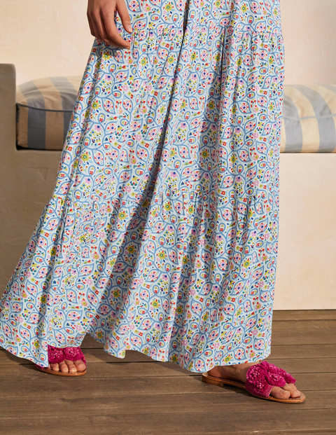 Maxikleid mit Blousonärmeln - Naturweiß, Blumen-/Blattmuster Maxikleid mit Blousonärmeln - Naturweiß, Blumen-/Blattmuster