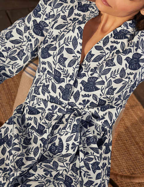 Robe midi Addie en lin - Ivoire, motif Meadow Flight Robe midi Addie en lin - Ivoire, motif Meadow Flight