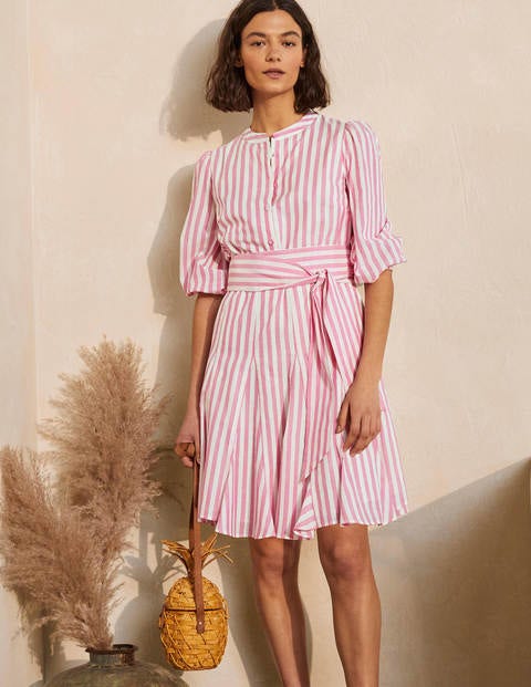 pink and red striped dress