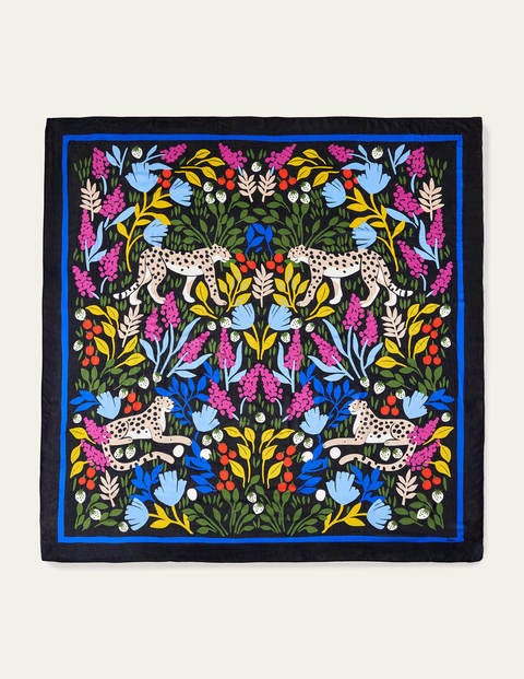 Print Scarf - Black, Cheetah Garden Print Scarf - Black, Cheetah Garden