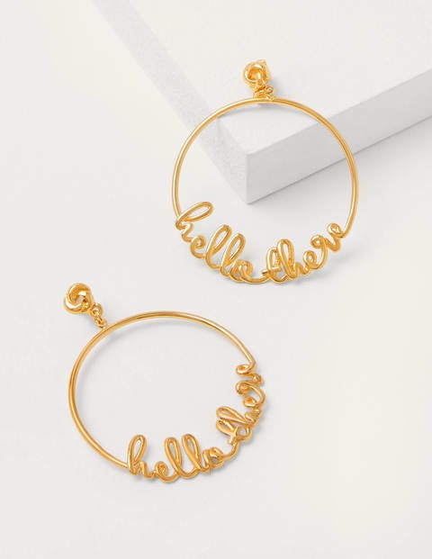 Greeting Hoops - Gold Hello There Greeting Hoops - Gold Hello There
