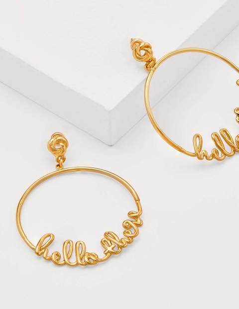 Greeting Hoops - Gold Hello There Greeting Hoops - Gold Hello There