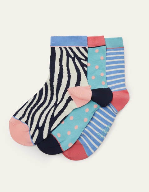 3 Pack Ankle Socks - Blue Multi 3 Pack Ankle Socks - Blue Multi