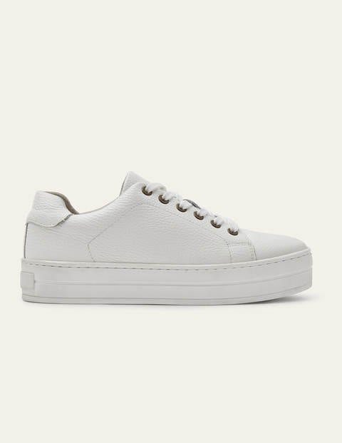 Leather Flatform Sneakers - White