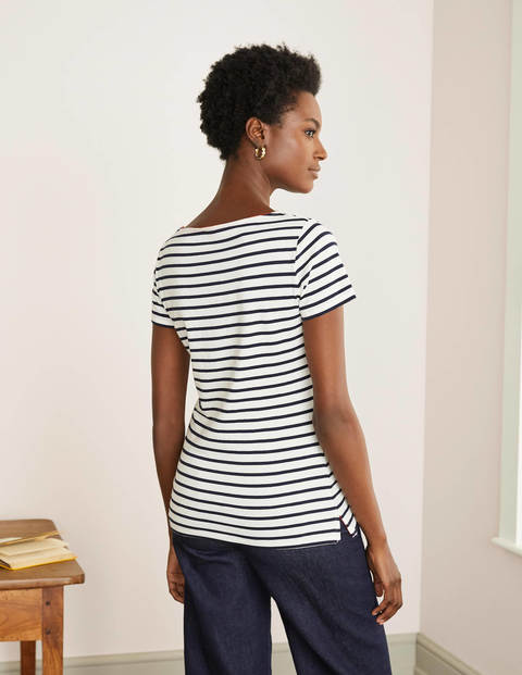 Kurzärmeliges Bretonshirt - Naturweiß/Navy Kurzärmeliges Bretonshirt - Naturweiß/Navy