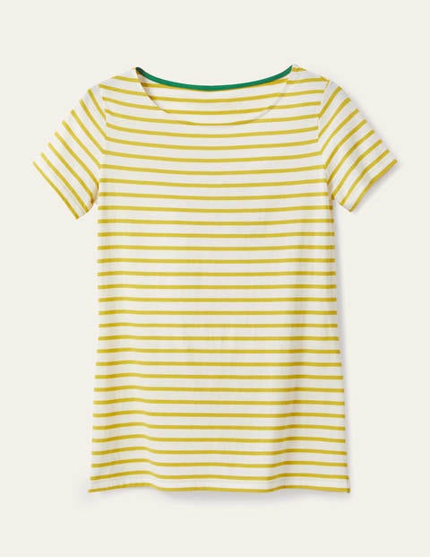 Kurzärmliges Bretonshirt - Naturweiß/Schwefelgelb Kurzärmliges Bretonshirt - Naturweiß/Schwefelgelb