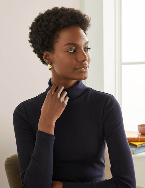 Essential Roll Neck Tee - Navy Essential Roll Neck Tee - Navy