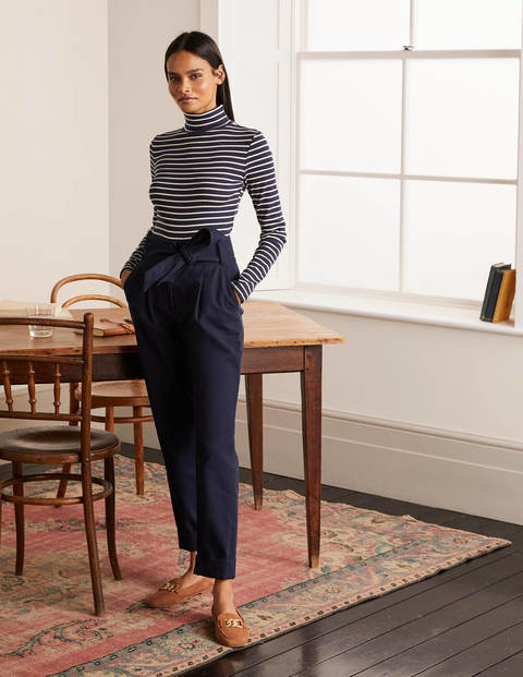 Essential Roll Neck Tee - Navy/Ivory Essential Roll Neck Tee - Navy/Ivory