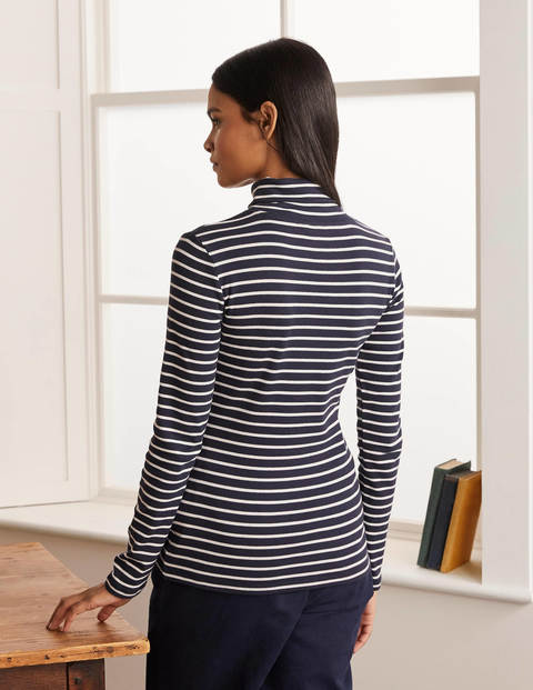 Essential Roll Neck Tee - Navy/Ivory Essential Roll Neck Tee - Navy/Ivory