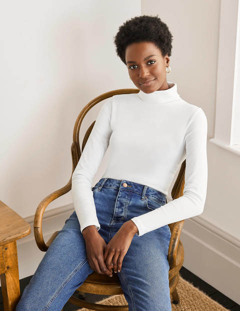 Essential Roll Neck Tee - White Essential Roll Neck Tee - White
