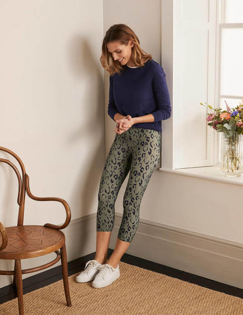 Favourite Cropped Leggings - Alder and Navy, Leopard Sketch Favourite Cropped Leggings - Alder and Navy, Leopard Sketch