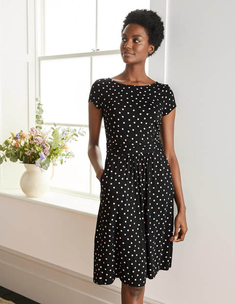 Amelie Jersey Dress - Black/ Chalky Pink Spot Amelie Jersey Dress - Black/ Chalky Pink Spot