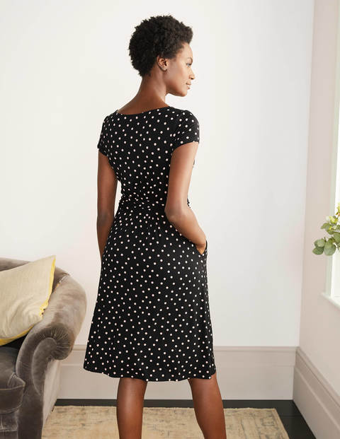 Amelie Jersey Dress - Black/ Chalky Pink Spot Amelie Jersey Dress - Black/ Chalky Pink Spot