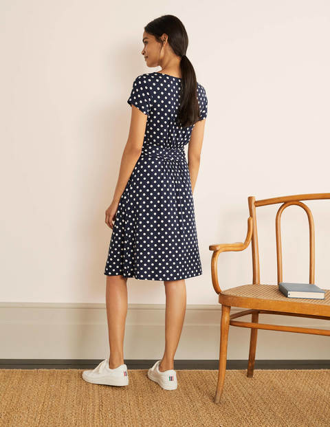 Amelie Jerseykleid - Navy, Lineare Boden-Tupfen Amelie Jerseykleid - Navy, Lineare Boden-Tupfen