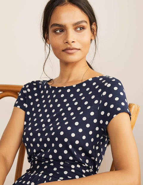 Amelie Jerseykleid - Navy, Lineare Boden-Tupfen Amelie Jerseykleid - Navy, Lineare Boden-Tupfen