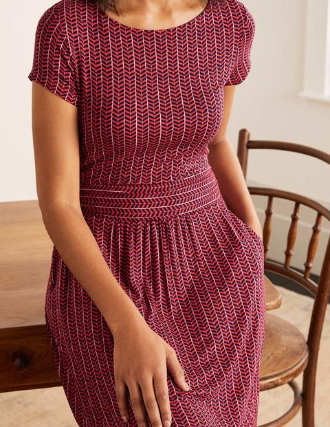 Amelie Jersey Dress - Cherry Red, Chevron Twist Amelie Jersey Dress - Cherry Red, Chevron Twist