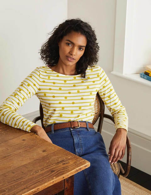 Long Sleeve Breton - Ivory/ Chartreuse Long Sleeve Breton - Ivory/ Chartreuse