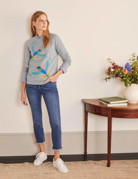 Le sweat - Gris chiné, motif Exotic Flight Le sweat - Gris chiné, motif Exotic Flight