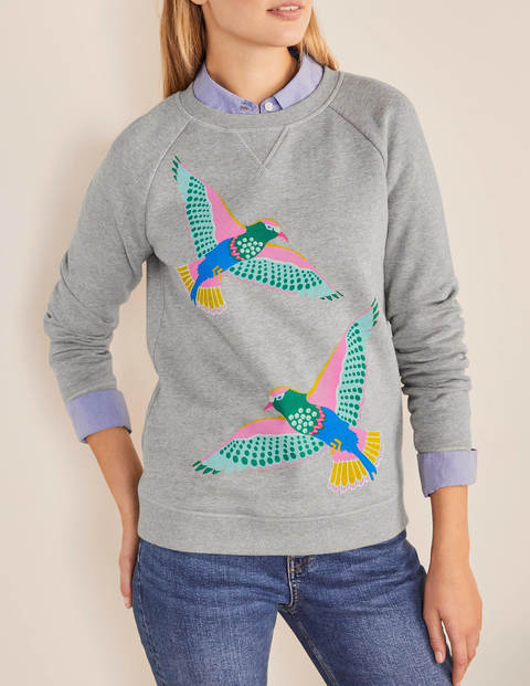 Le sweat - Gris chiné, motif Exotic Flight Le sweat - Gris chiné, motif Exotic Flight