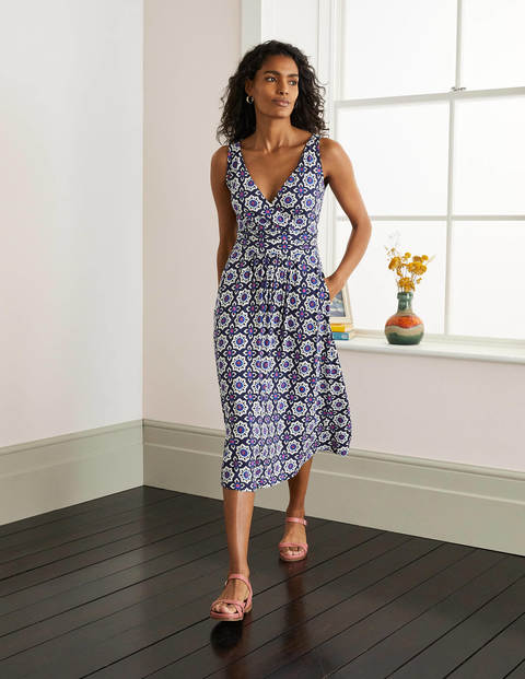 Effie Jersey Dress - Mariner Blue, Mosaic Stamp Effie Jersey Dress - Mariner Blue, Mosaic Stamp
