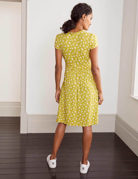 Lola Yellow Daisy Print Jersey Wrap Dress - Chartreuse, Paper Daisy | Boden  UK
