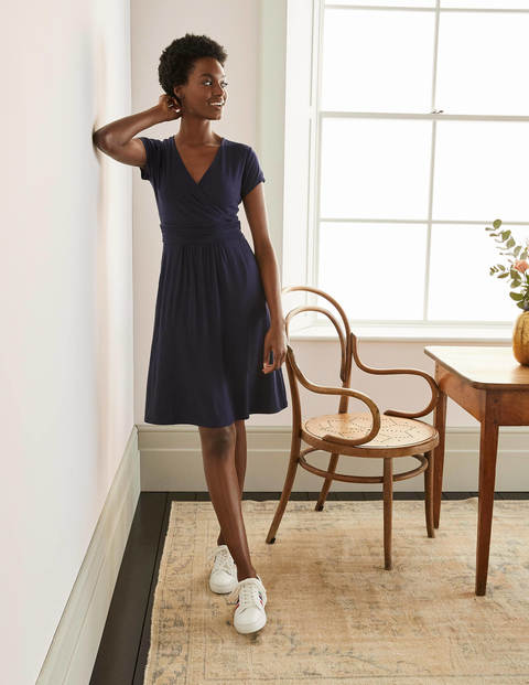 Lola Navy Jersey Wrap Dress - Navy ...