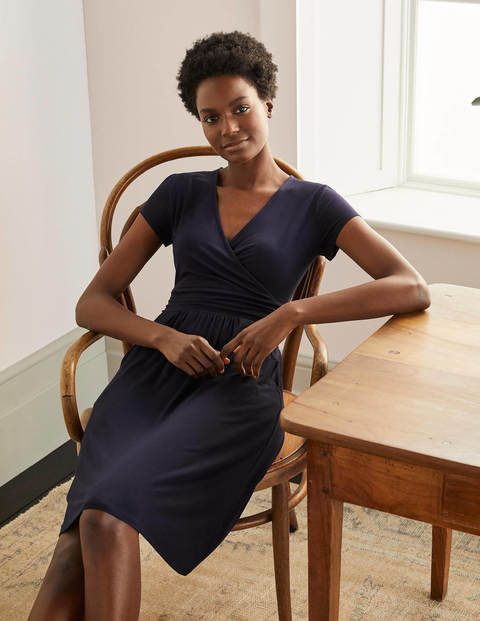 Lola Navy Jersey Wrap Dress - Navy | Boden UK