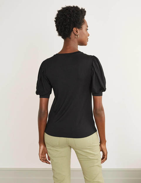 Holly Puff Sleeve Jersey Top - Black Holly Puff Sleeve Jersey Top - Black