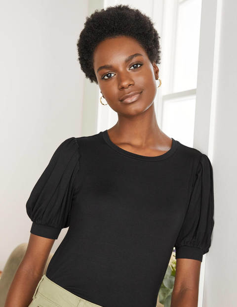 Holly Puff Sleeve Jersey Top - Black Holly Puff Sleeve Jersey Top - Black