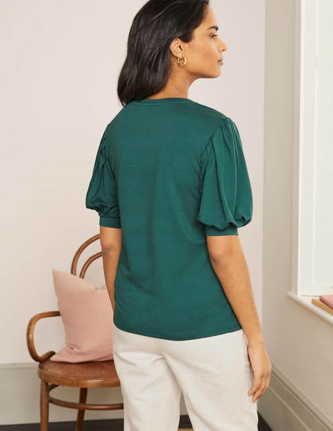 Top manches bouffantes Holly en jersey - Vert forêt profond Top manches bouffantes Holly en jersey - Vert forêt profond